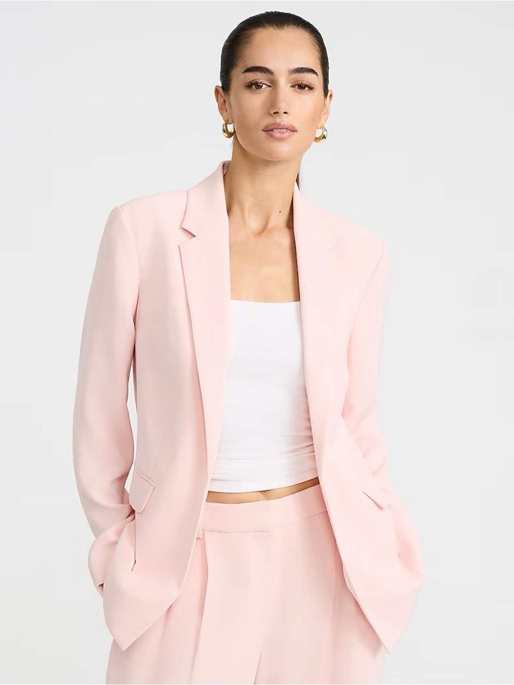 Express Women’s Signature Crepe Open Front Blazer Pink